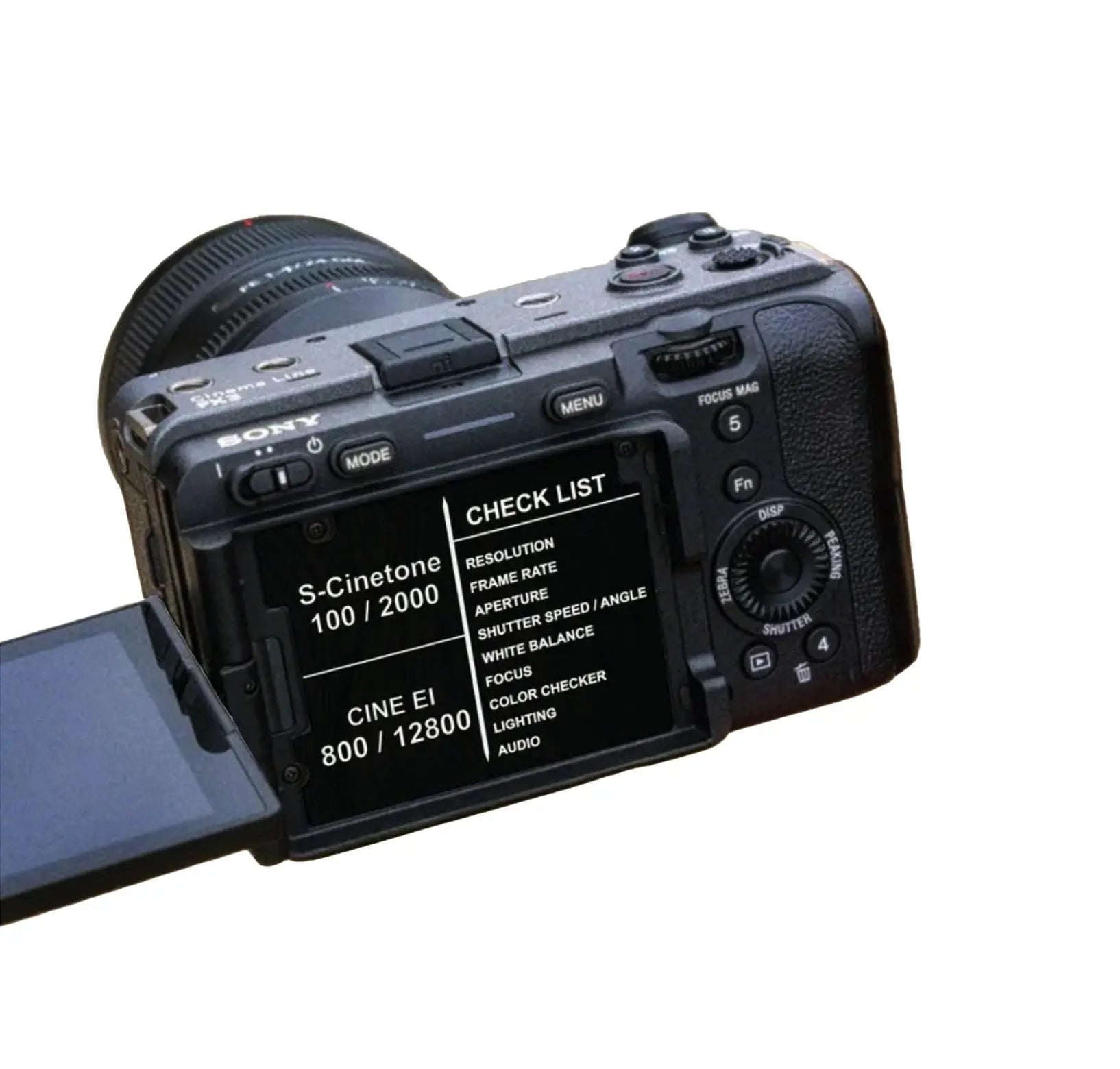 ソニーfx30多言語メニュー CHXLST Cheat Sheet Sticker for Sony FX3 and FX30 - MUTINY